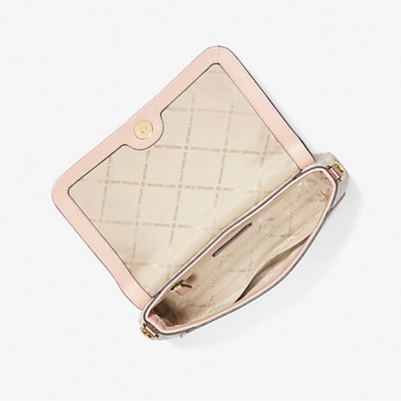 MICHAEL KORS Jet Set Medium Signature Convertible Crossbody Bag Metallic Pink - Picture 7 of 8